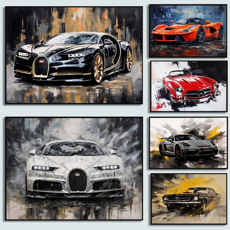 Luxury Lifestyle Cars - Pittura a olio vintage stile auto