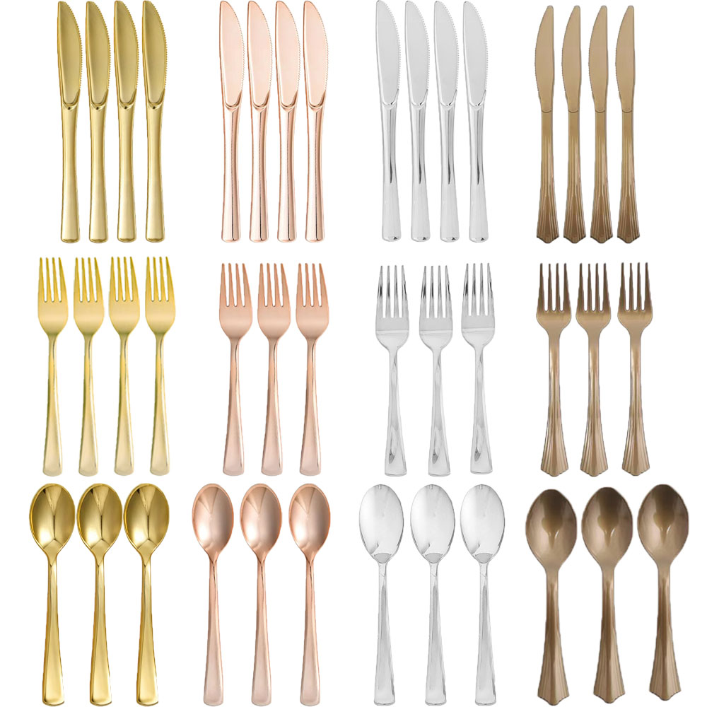 Gold Cutlery Flatware - Set di posate usa e getta