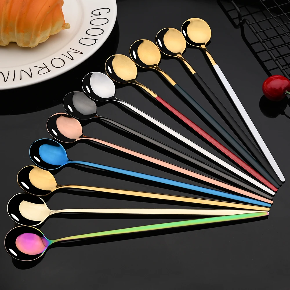 6 pezzi manico lungo cucchiaio - Gold Cutlery Flatware recensione e prezzo
